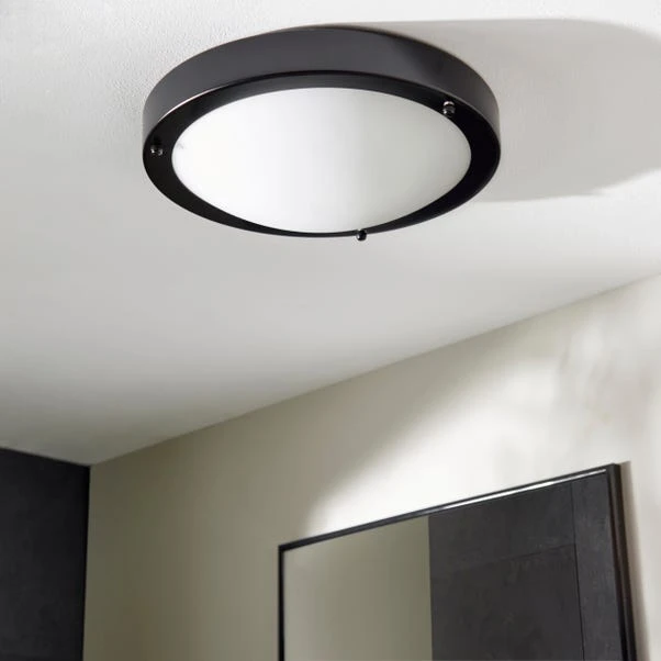Dunelm Pluto Black Bathroom 1 Light Flush Ceiling Fitting 2 Dunelm Pluto Black Bathroom 1 Light Flush Ceiling Fitting - Image 2