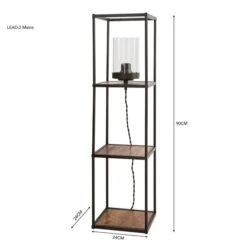 Dunelm Fulton Midi Shelved Floor Lamp Rustic Pine And Black -Home Lighting 30802421 alt05