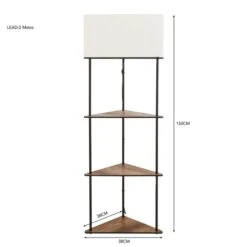 Dunelm Fulton Corner Shelved Floor Lamp Rustic Pine -Home Lighting 30802424 alt05