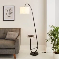 Dunelm Huxley Extendable Arc Floor Lamp With Table