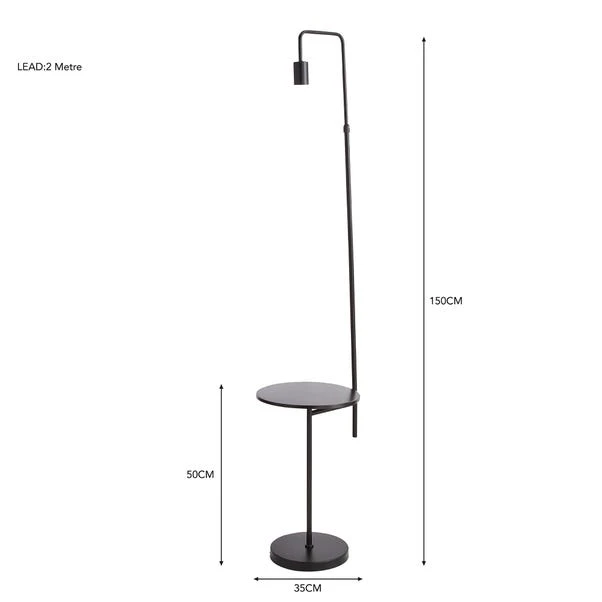 Dunelm Aubrey Exposed Bulb Floor Lamp With Table Black 6 Dunelm Aubrey Exposed Bulb Floor Lamp With Table Black - Image 6