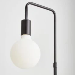 Dunelm Aubrey Exposed Bulb Floor Lamp With Table Black And Faux Marble -Home Lighting 30802434 alt02