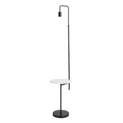 Dunelm Aubrey Exposed Bulb Floor Lamp With Table Black And Faux Marble -Home Lighting 30802434 alt04