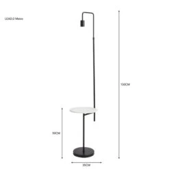 Dunelm Aubrey Exposed Bulb Floor Lamp With Table Black And Faux Marble -Home Lighting 30802434 alt05