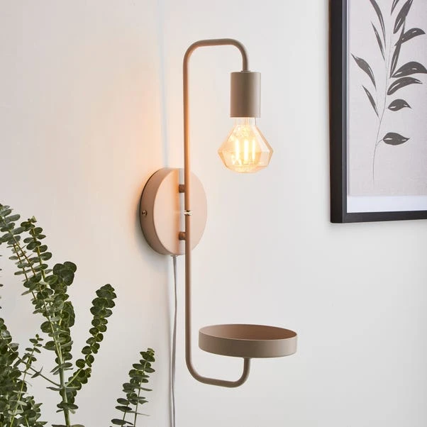 Dunelm Aubrey Exposed Bulb Shelf Wall Light 1 Dunelm Aubrey Exposed Bulb Shelf Wall Light