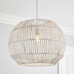 Dunelm Wicker Woven Easy Fit Pendant White