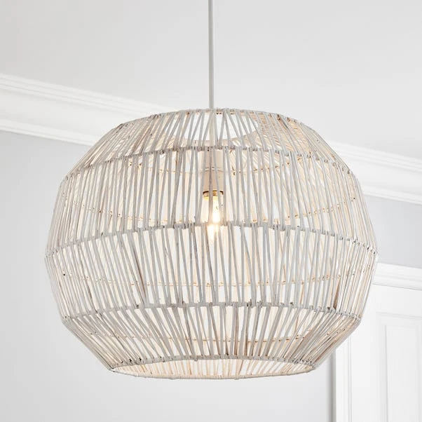 Dunelm Wicker Woven Easy Fit Pendant White 1 Dunelm Wicker Woven Easy Fit Pendant White