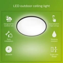 Philips Superslim Integrated LED Outdoor Ceiling Light, Warm White 9 Philips Superslim Integrated LED Outdoor Ceiling Light, Warm White -Home Lighting 30838295 alt03