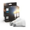 Philips HUE Smart 8 Watt ES LED Tunable GLS Bulb 2 Pack